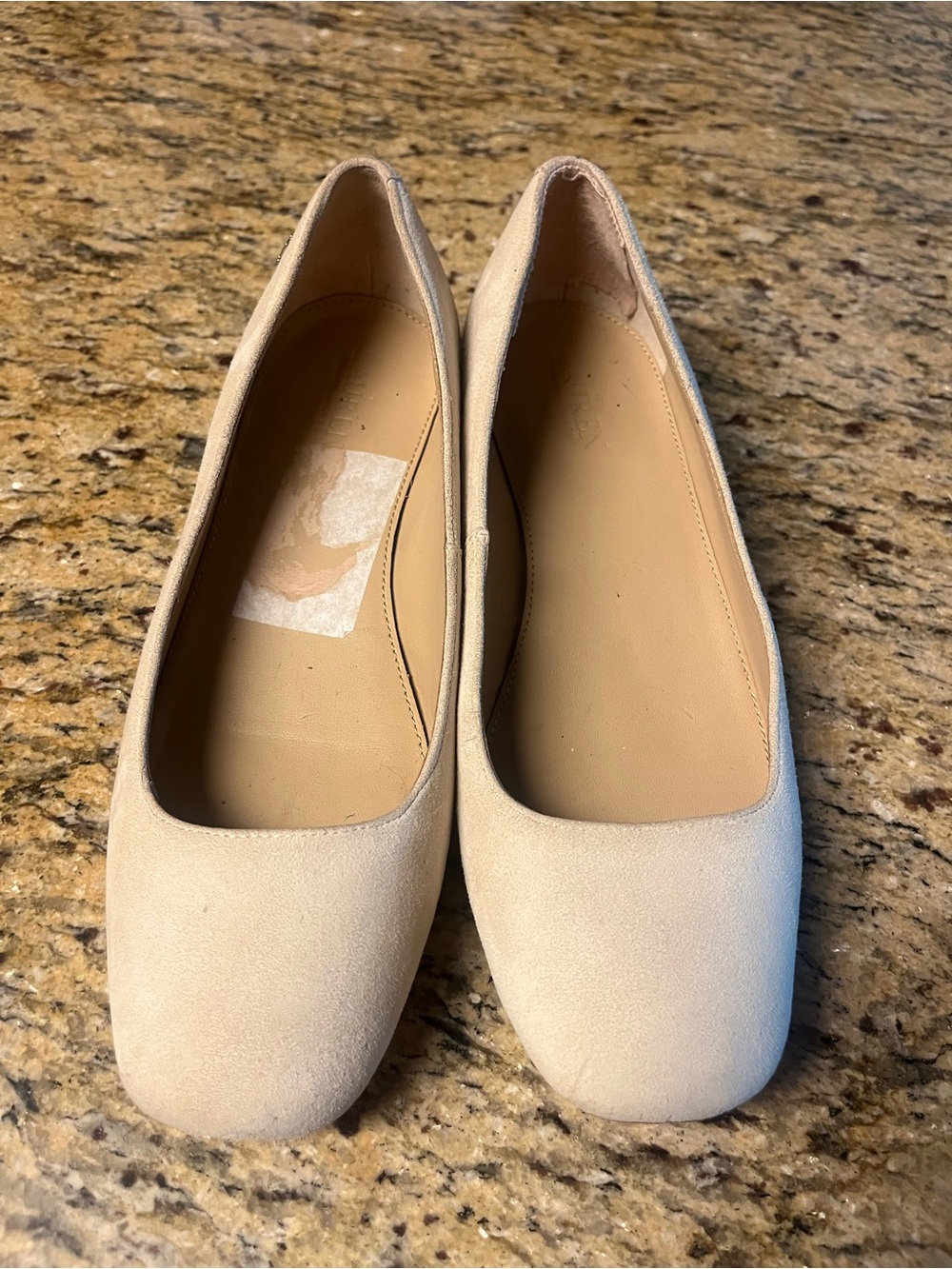 Ralph Lauren Women’s Cream Suede Square-Toe Ballet Flats